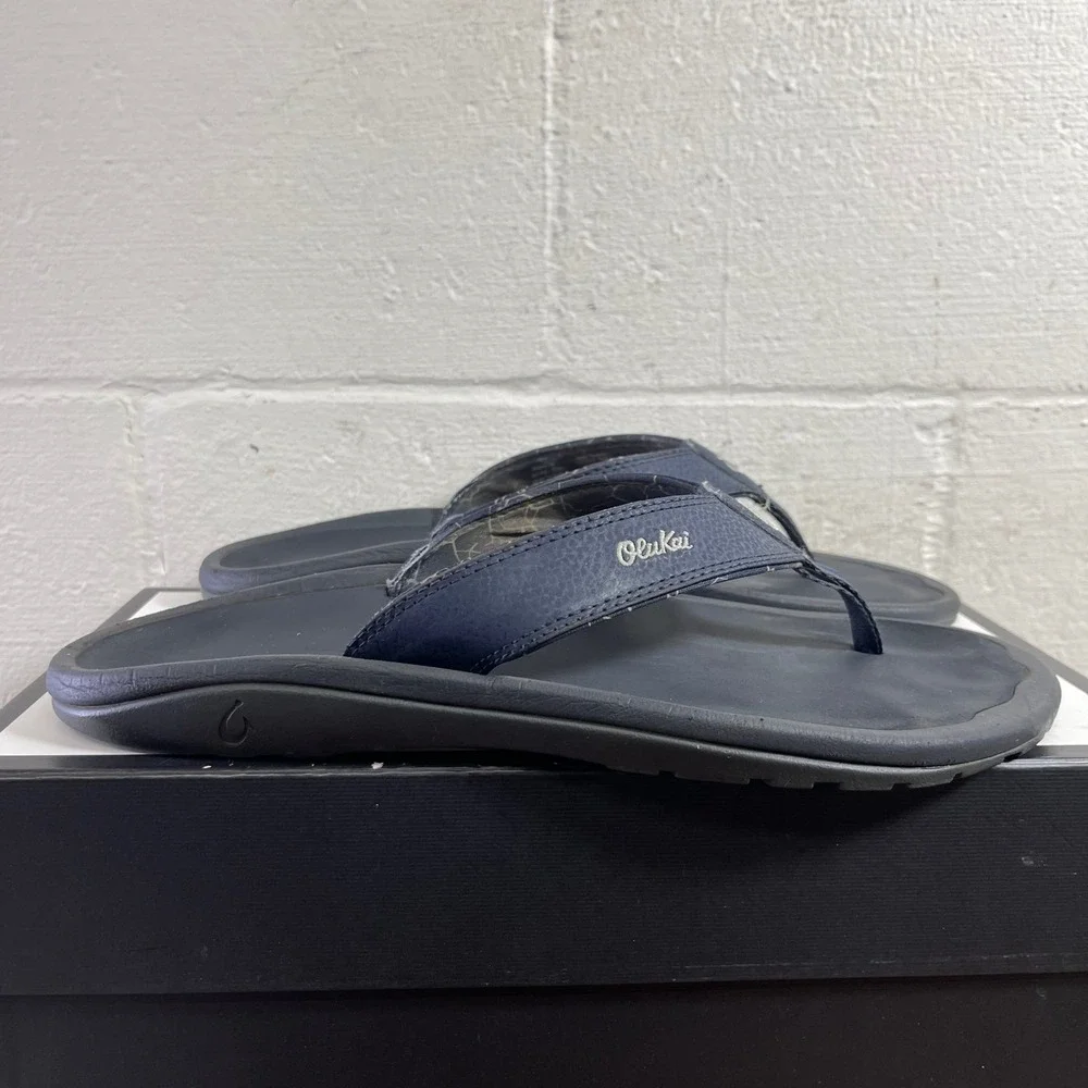 OluKai Ohana 10110A-TF6C Navy Blue Flip Flop Thong Sandals Slip On Men's 13 US‎